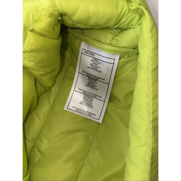 Reebok Puffer Vest Mens M Spring Green Nylon Full Zip Jacket Pockets Neon Stripe - Picture 4 of 7